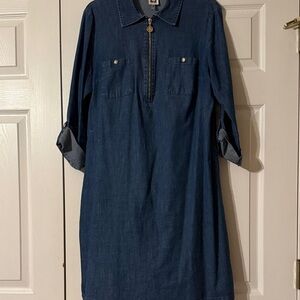 Anne Klein Denim Blue Shirt Dress